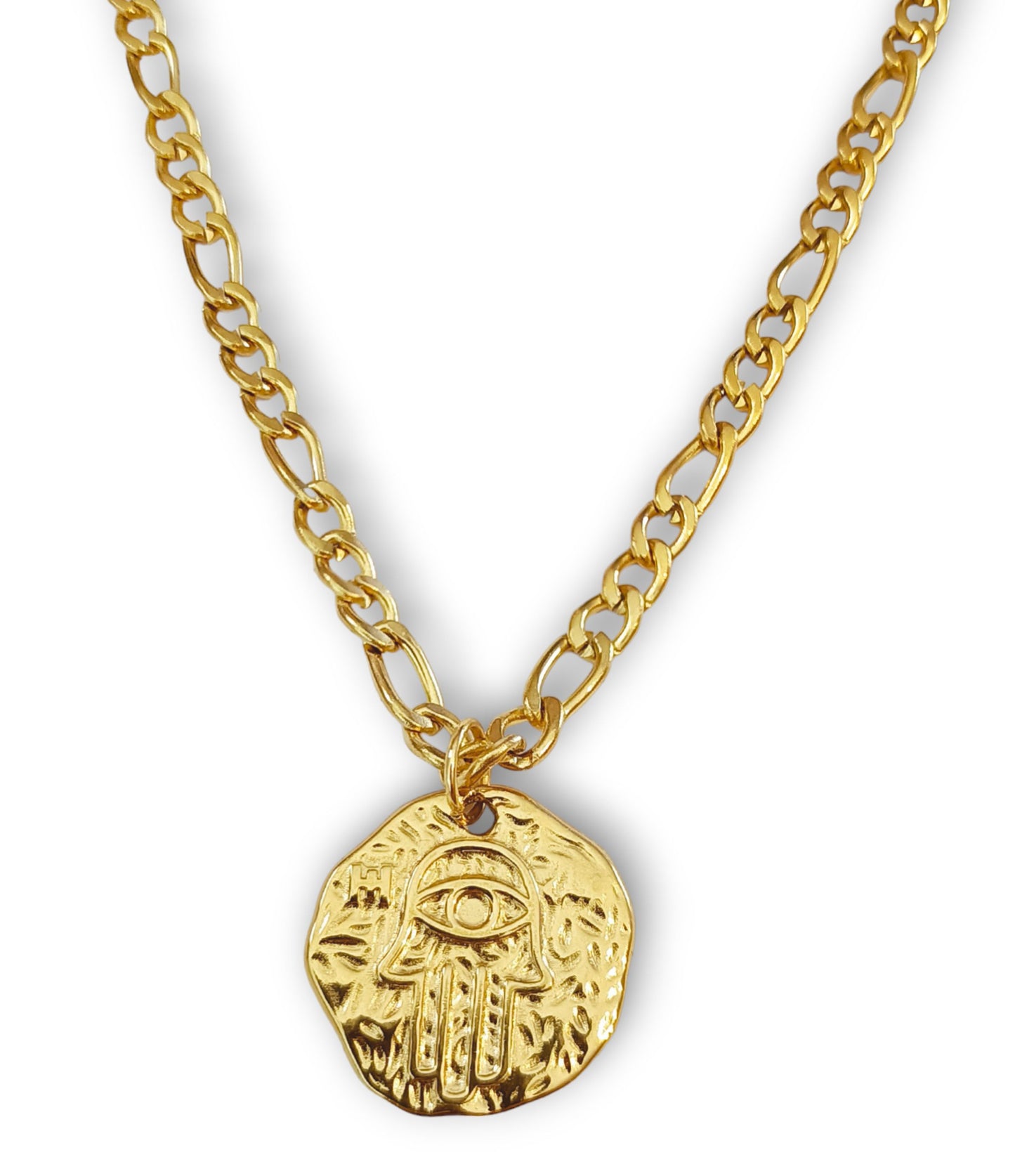 Colar Hamsá - em aço inoxidável dourado