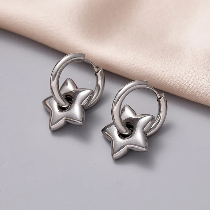 Brincos Silver Star - em aço inoxidável