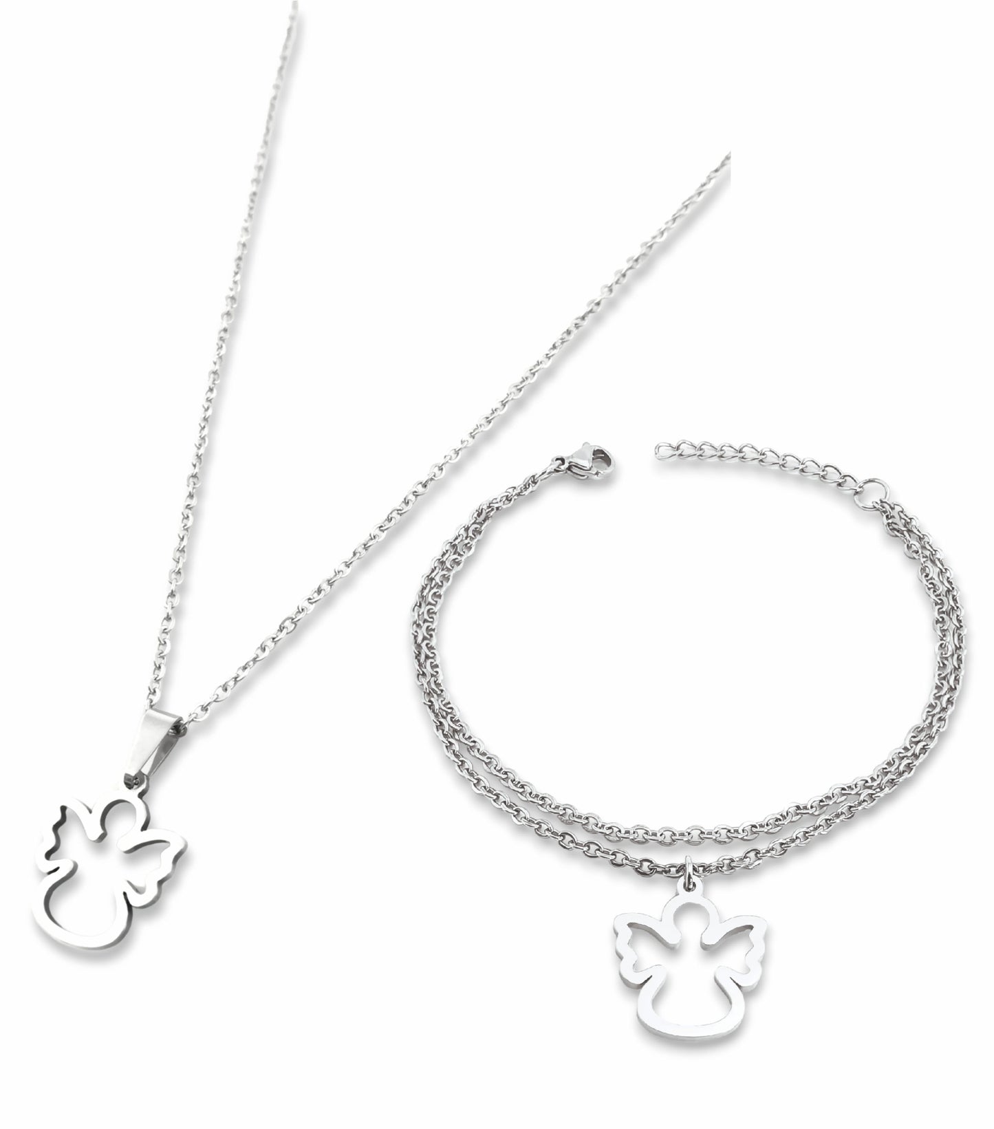 Conjunto Colar e Pulseira Dina - em aço inoxidável