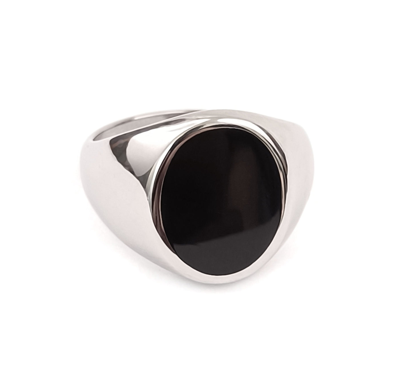 Anel Black Stone - em aço inoxidável