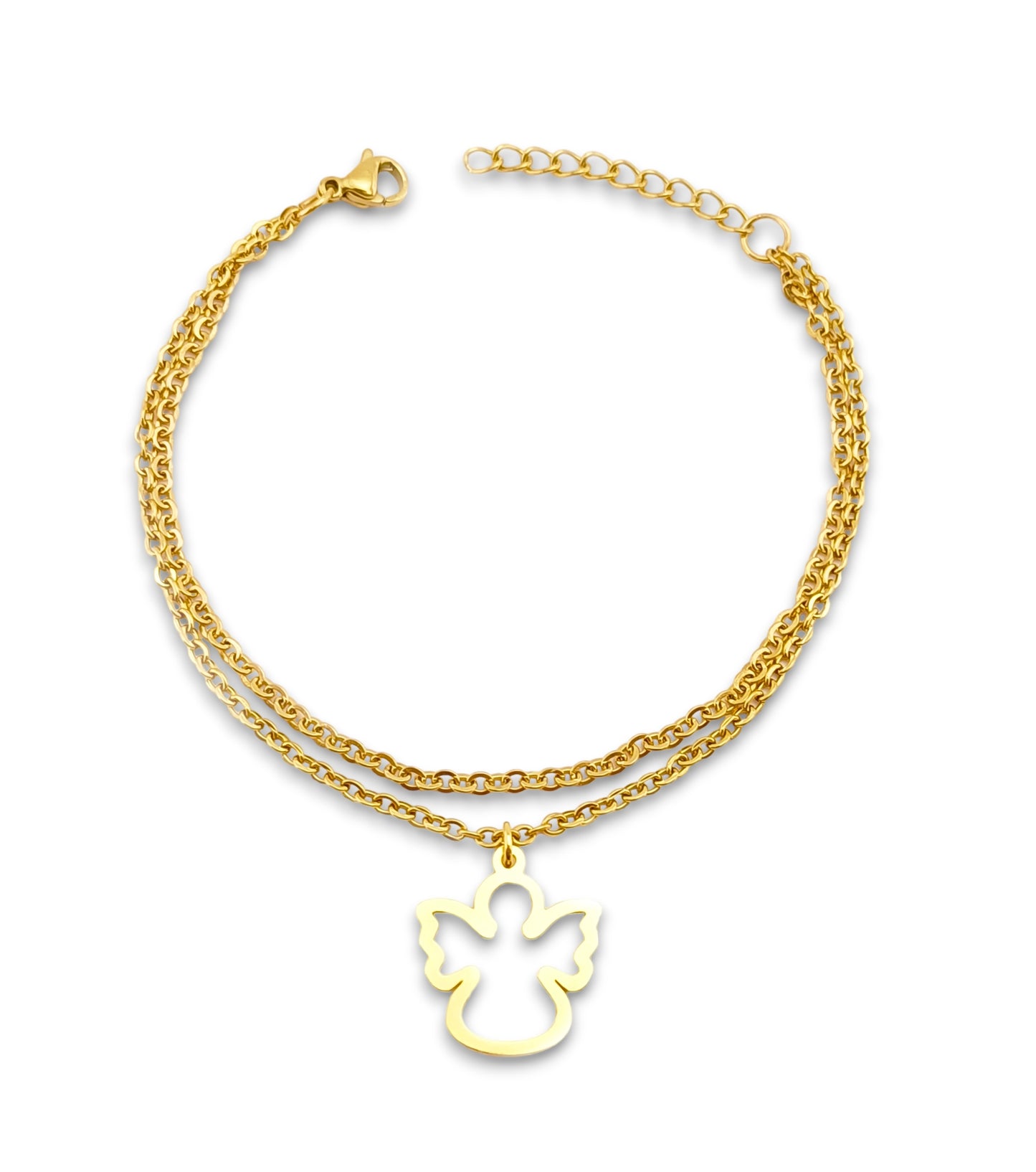 Conjunto Colar e Pulseira Dina - em aço inoxidável dourado