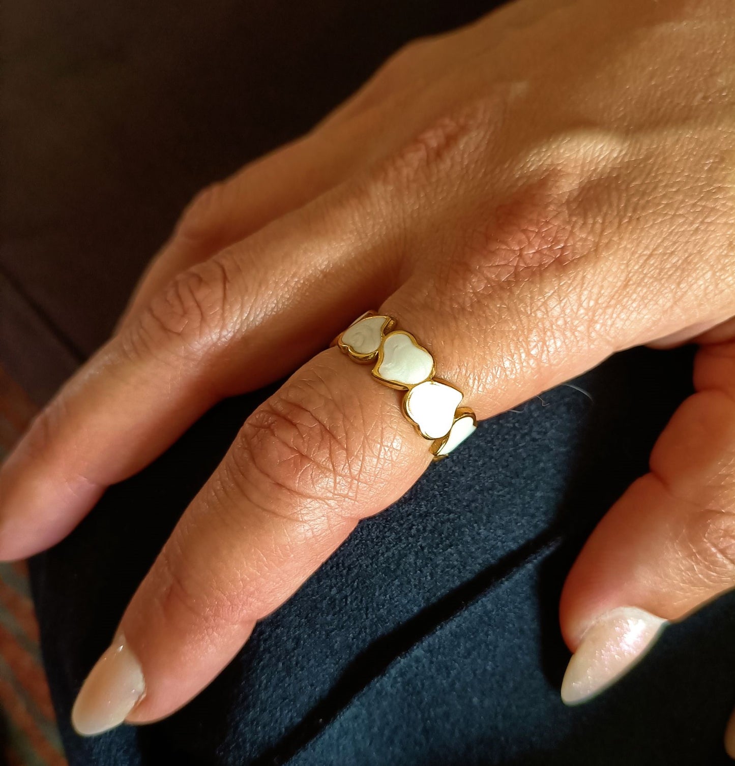 Anel White Heart - em aço inoxidável