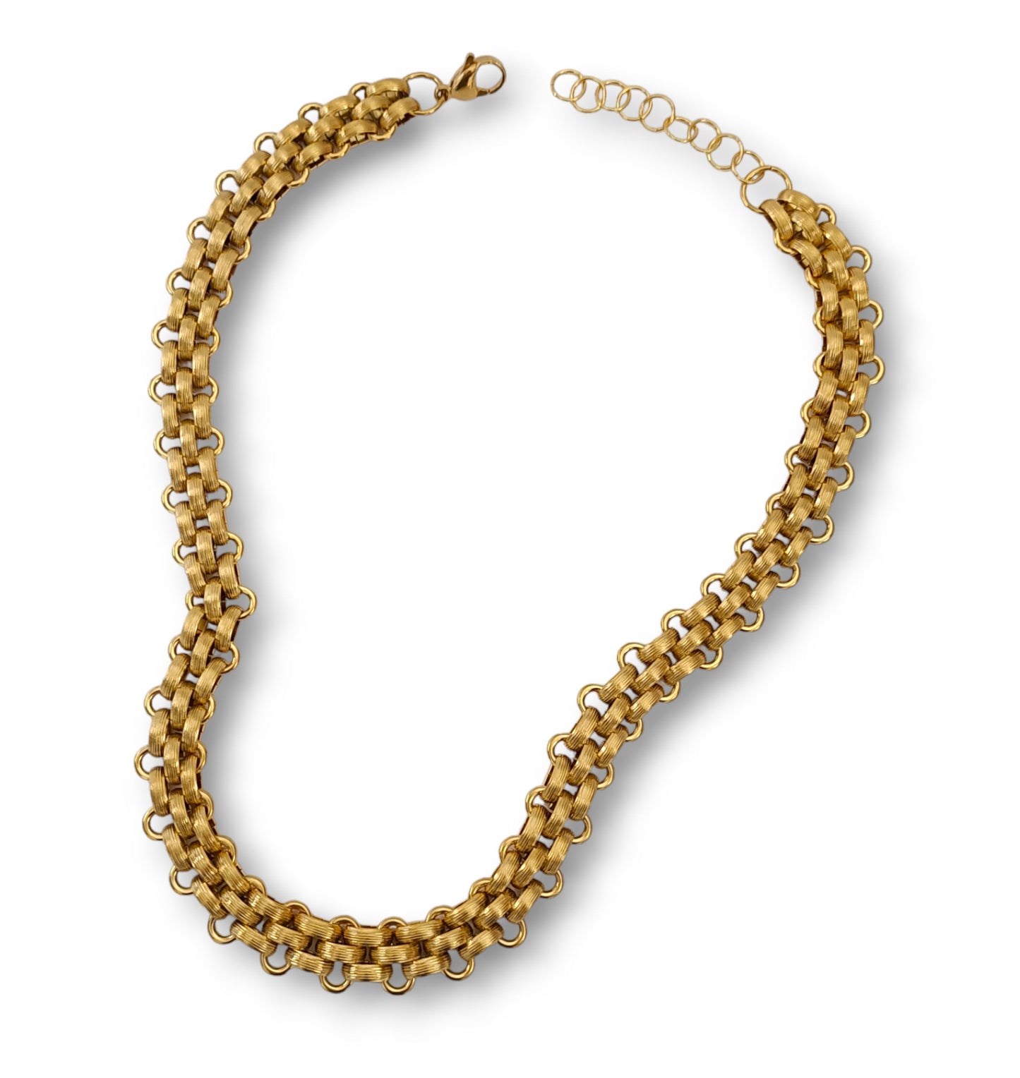 Conjunto Colar e Pulseira Wide Chain - em aço inoxidável dourado