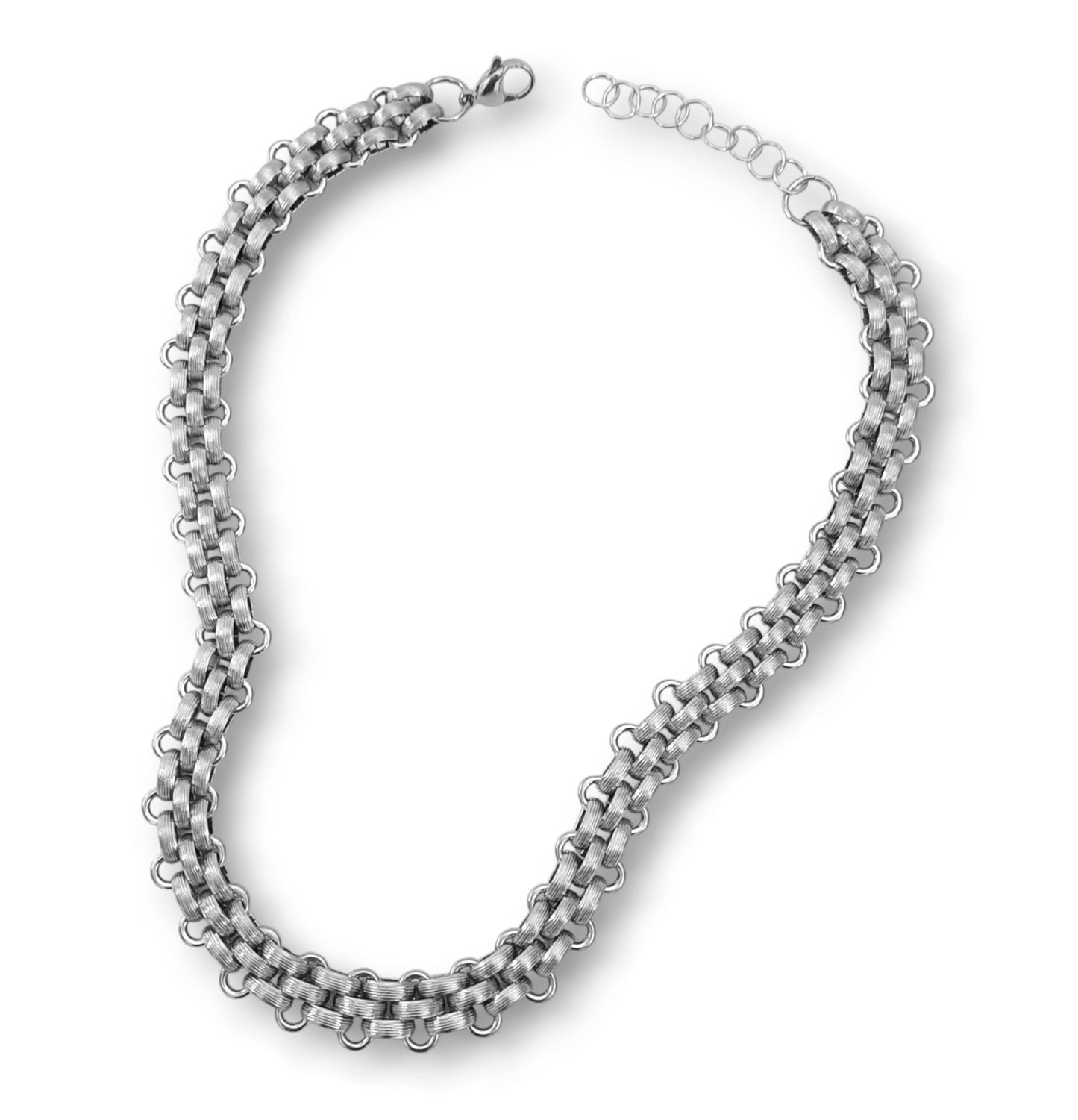 Conjunto Colar e Pulseira Wide Chain - em aço inoxidável