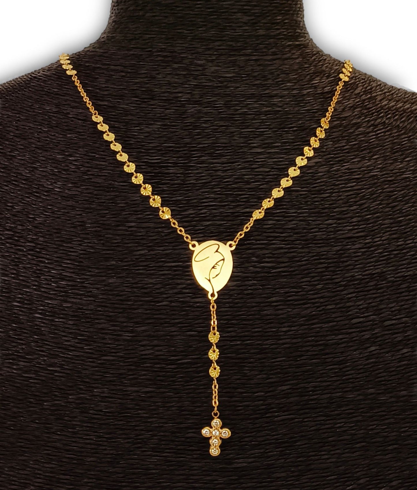 Colar Nossa Senhora - em aço inoxidável dourado