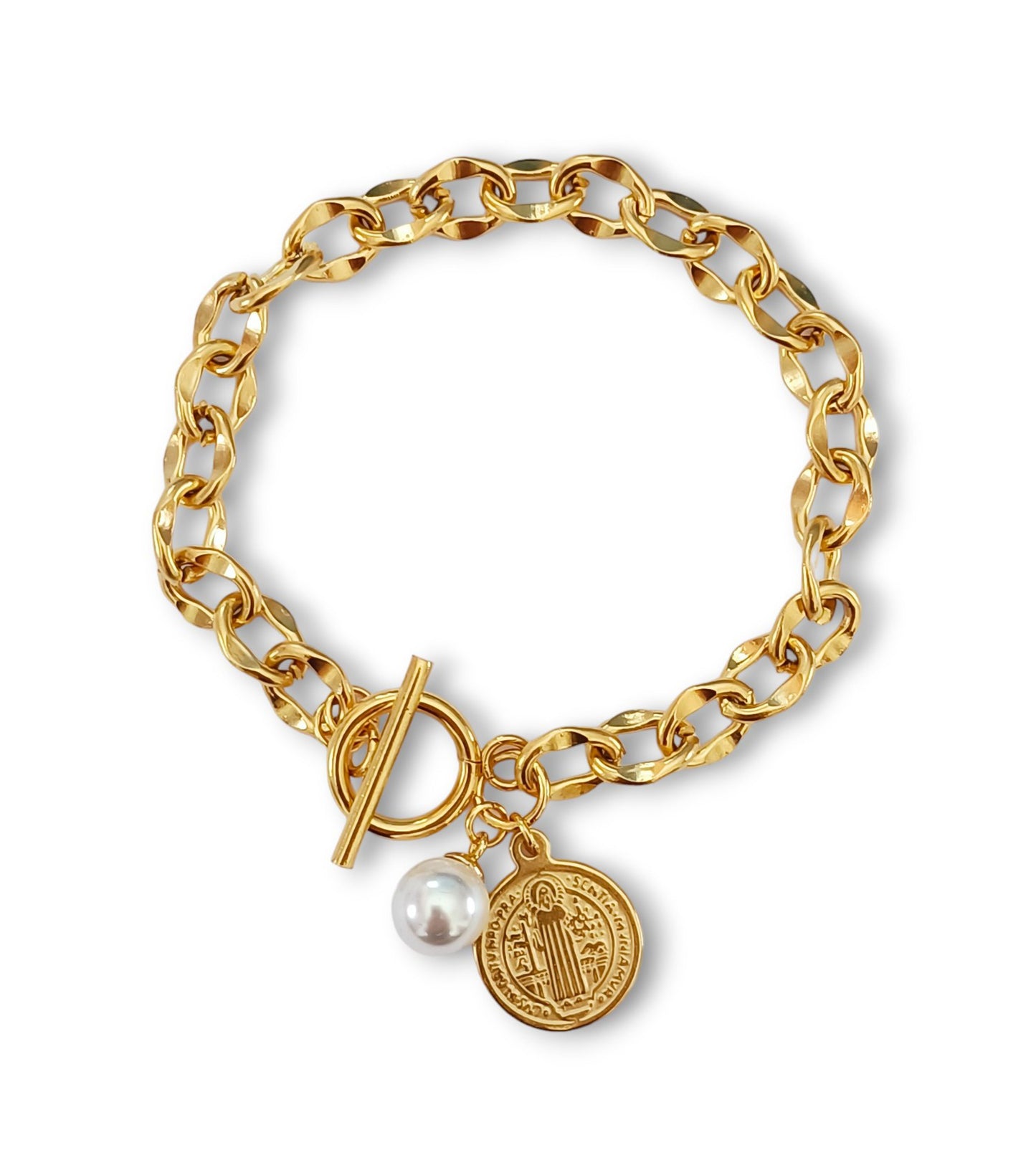 Pulseira San Benito - em aço inoxidável dourado