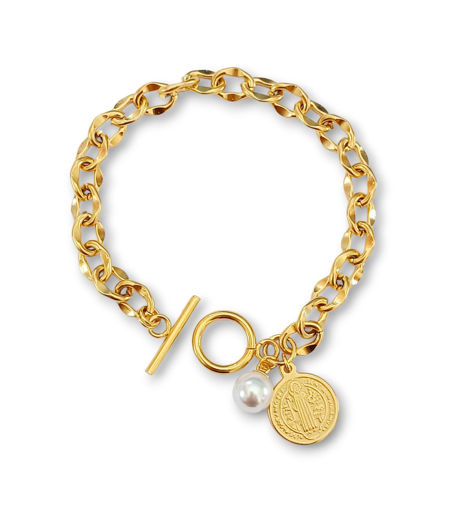 Pulseira San Benito - em aço inoxidável dourado