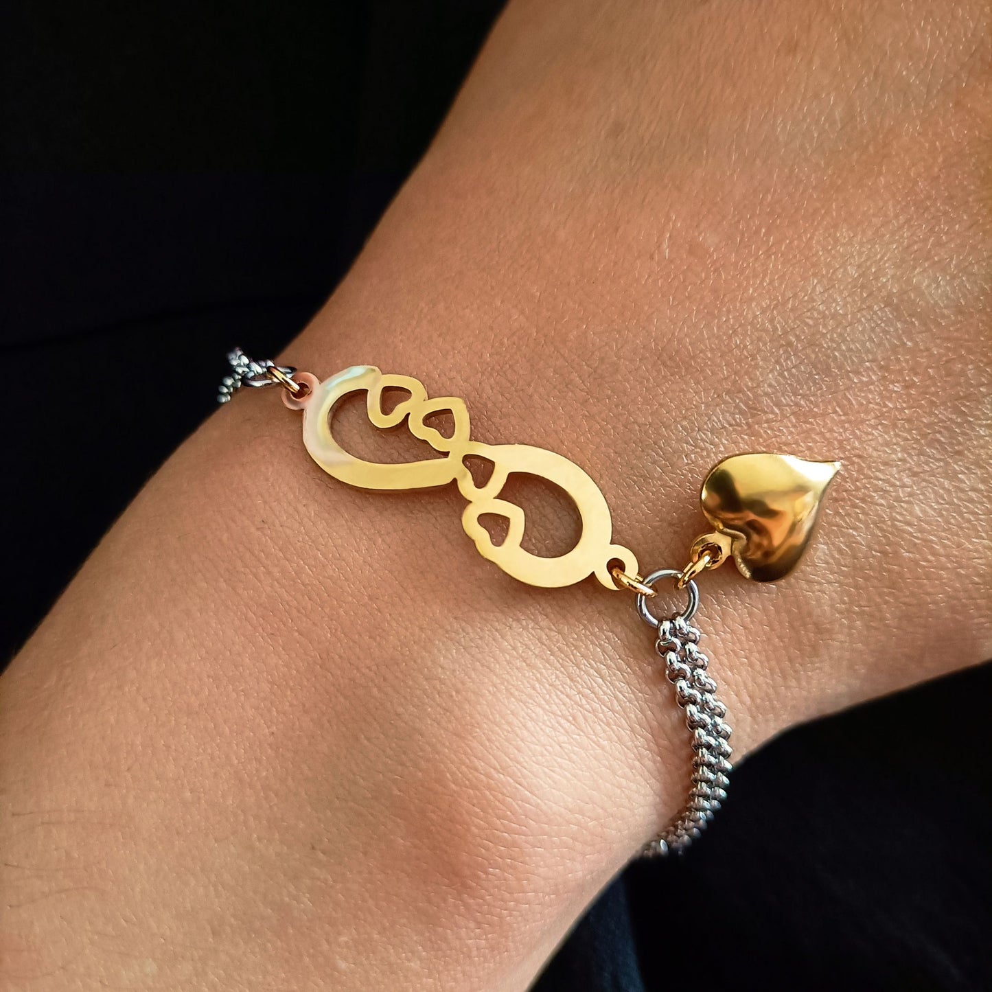 Pulseira Infinite Love Gold - em aço inoxidável