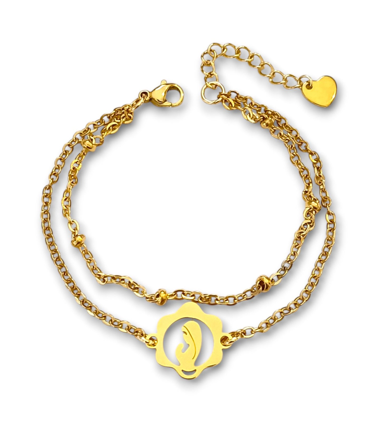 Pulseira Nossa Senhora - em aço inoxidável dourado