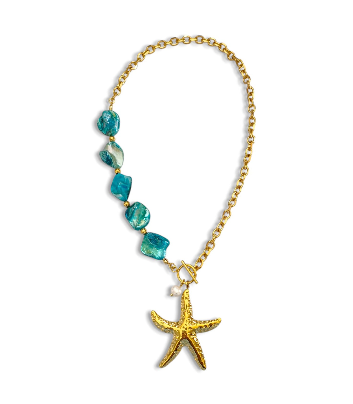 Colar Estrela do Mar - em aço inoxidável dourado