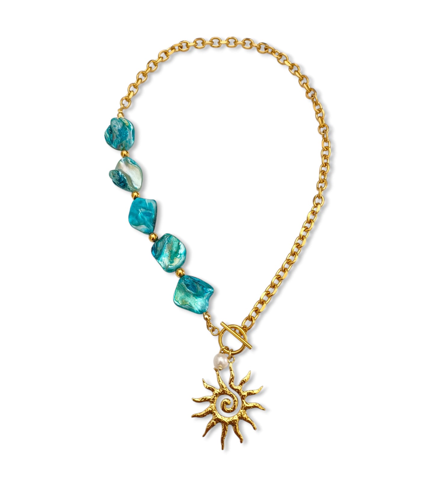 Colar Sun - em aço inoxidável dourado