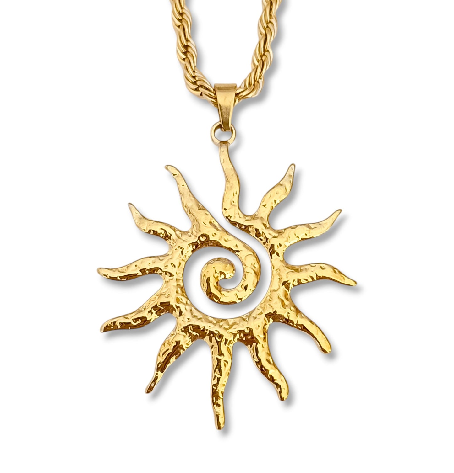 Colar Sol - em aço inoxidável dourado
