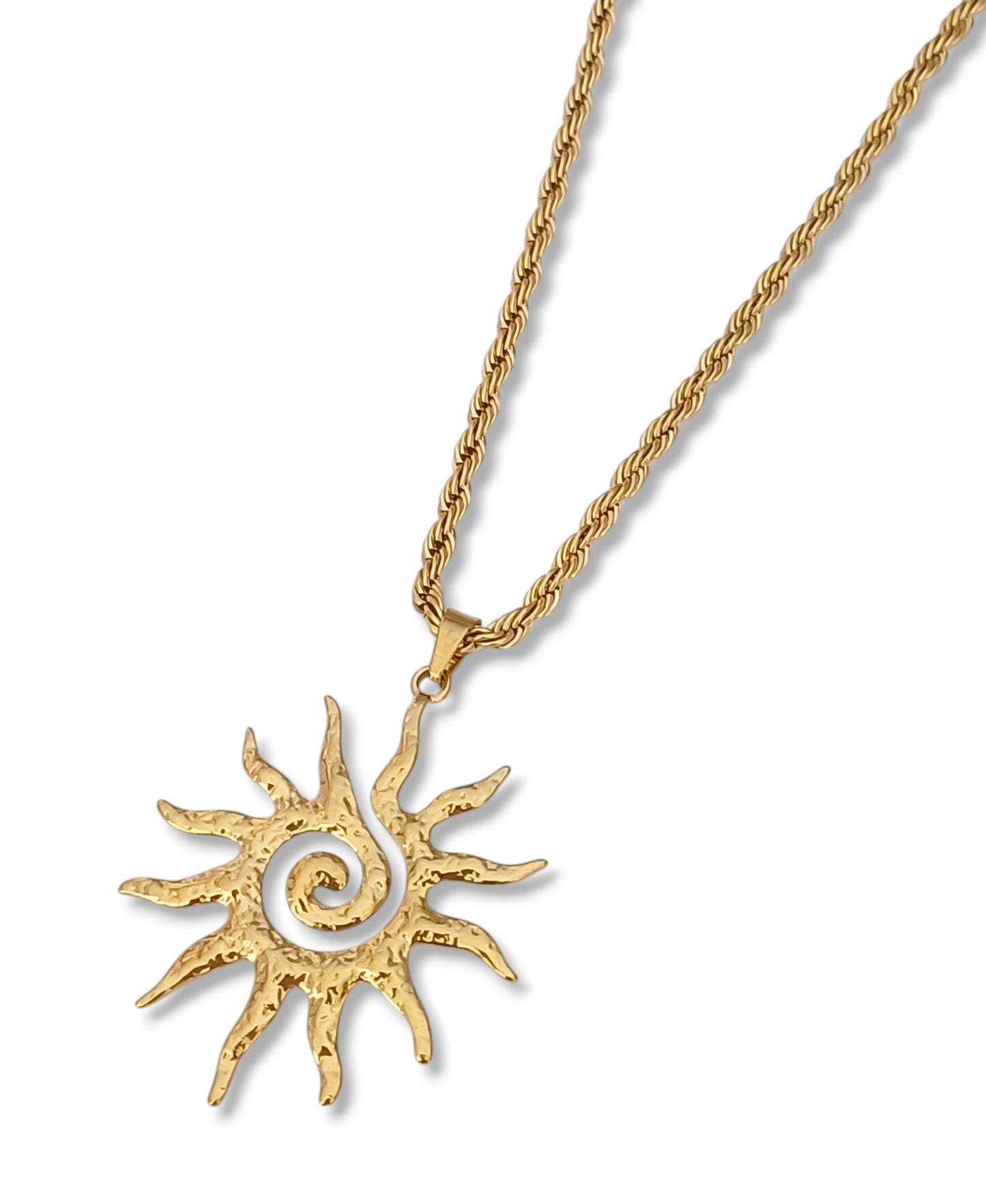Colar Sol - em aço inoxidável dourado