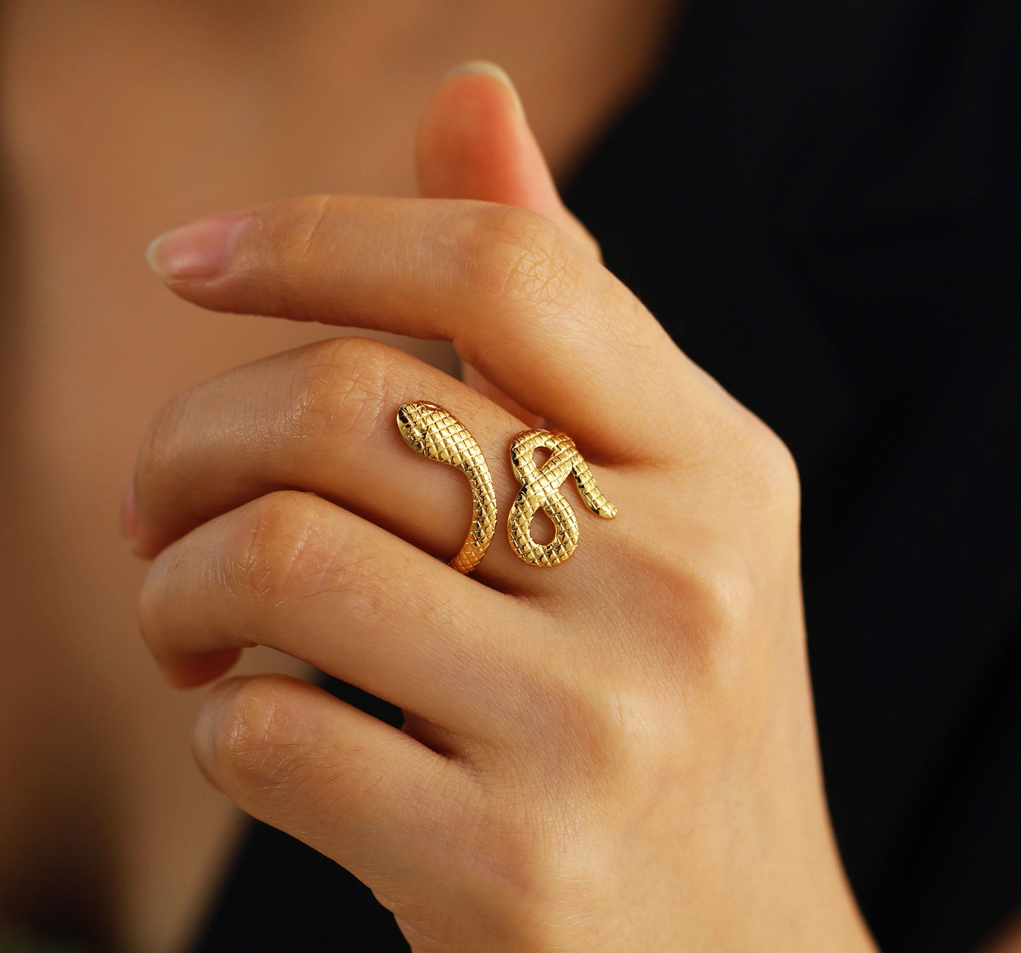 Anel Snake - em aço inoxidável dourado