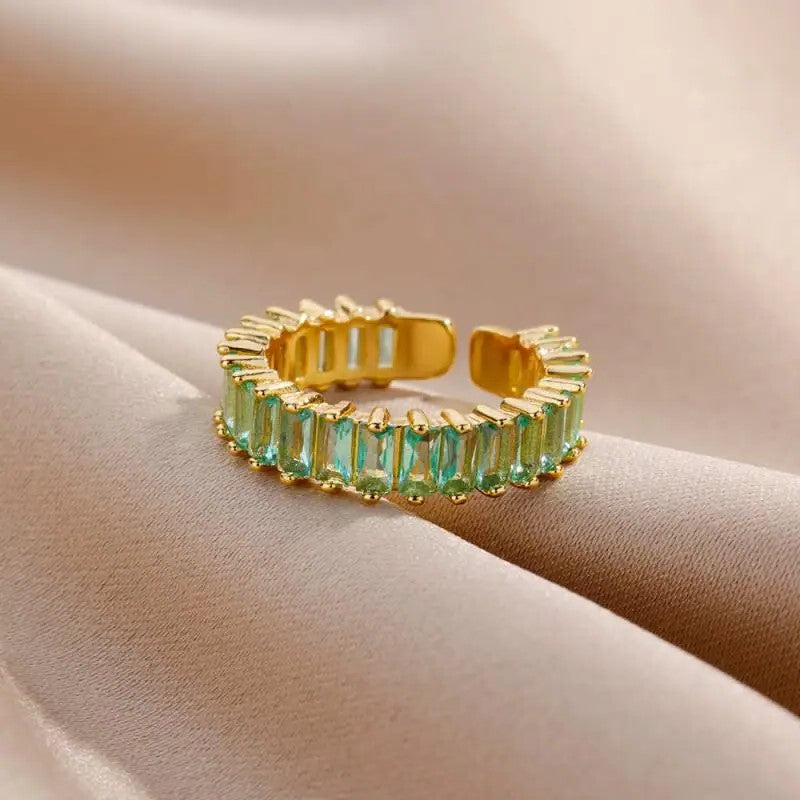 Anel Eos Cyan - em aço inoxidável