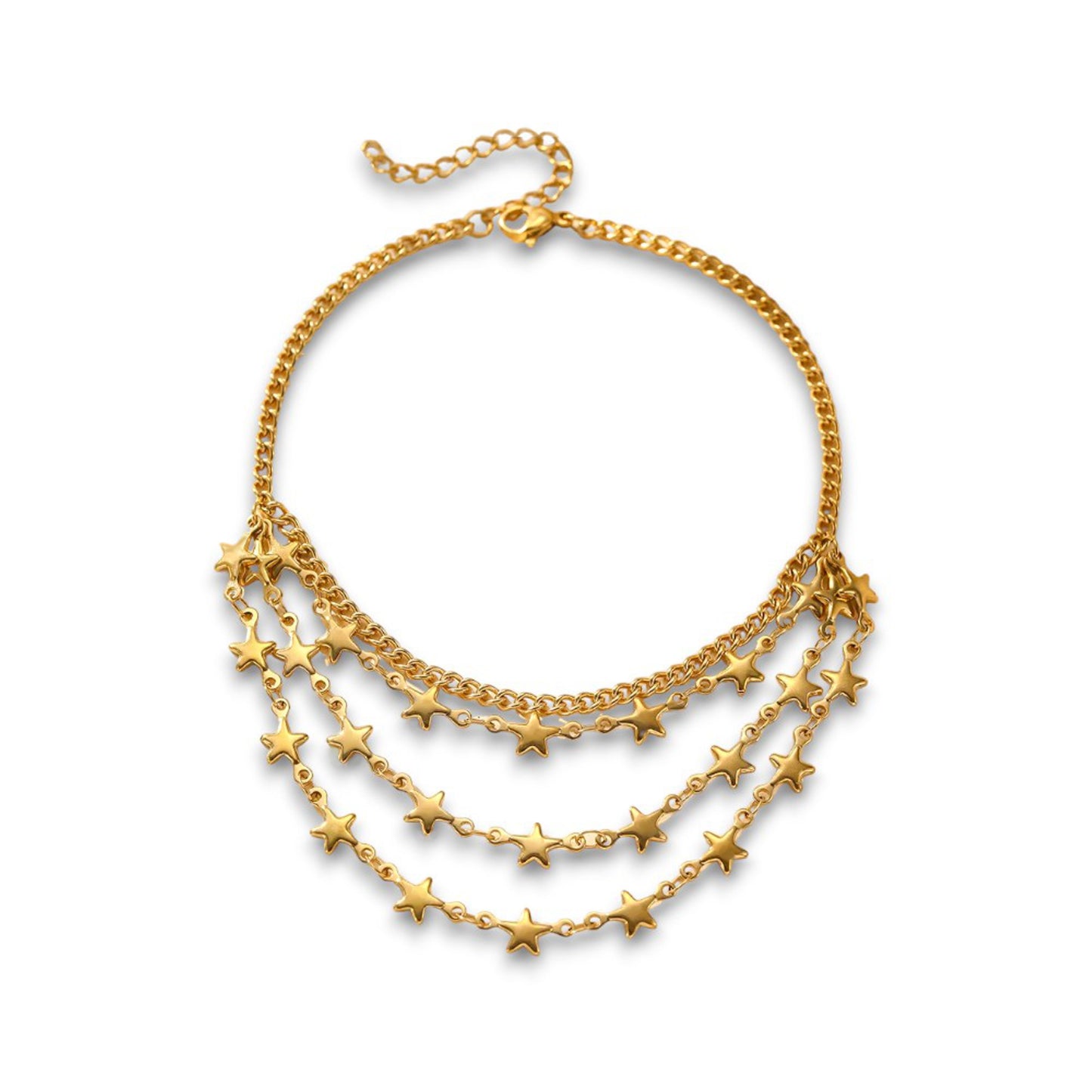 Tornozeleira Golden Stars - em aço inoxidável