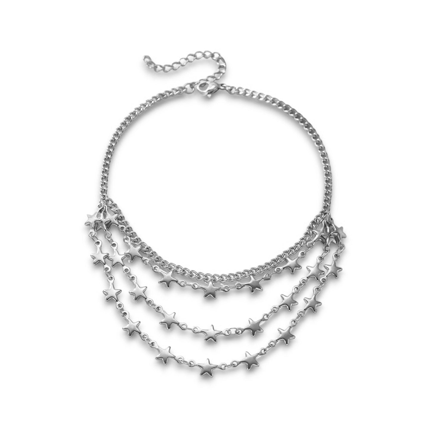 Tornozeleira Silver Stars - em aço inoxidável