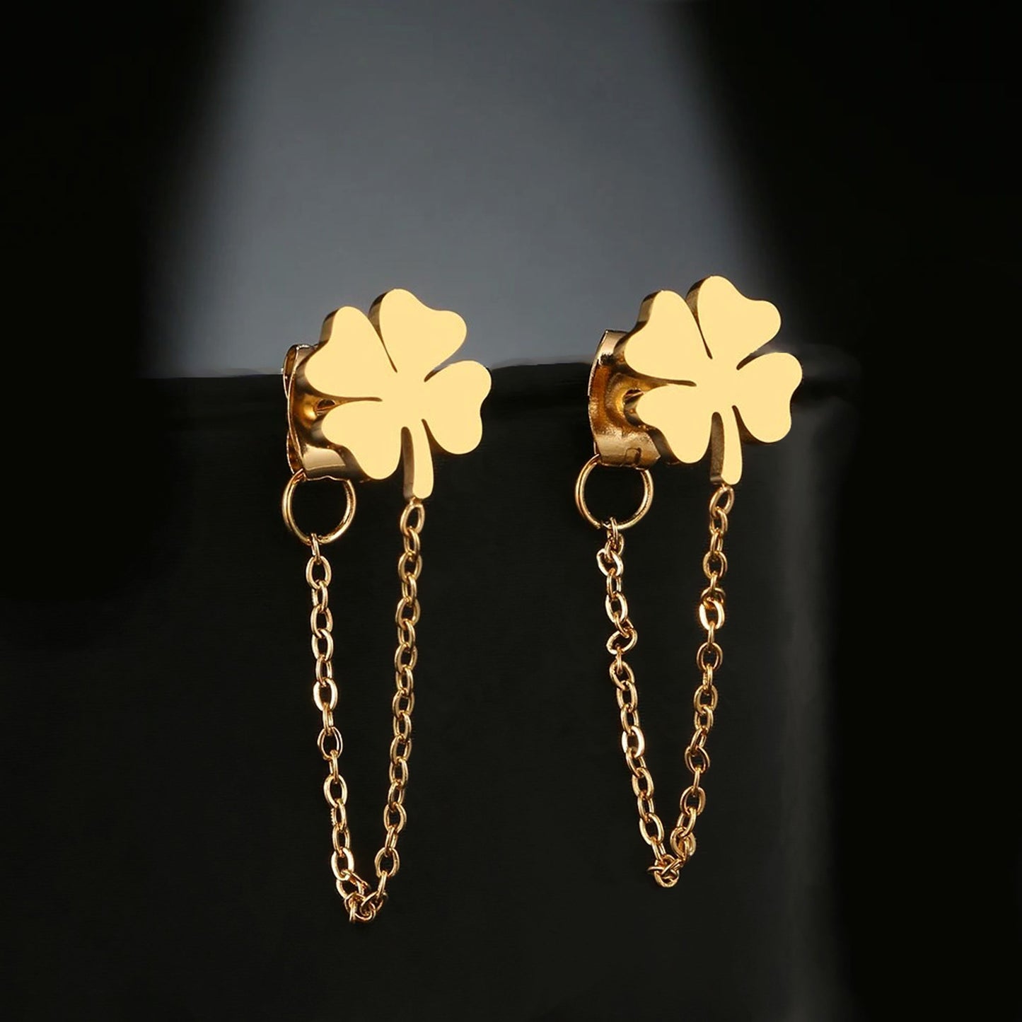 Brincos Golden Clover - em aço inoxidável