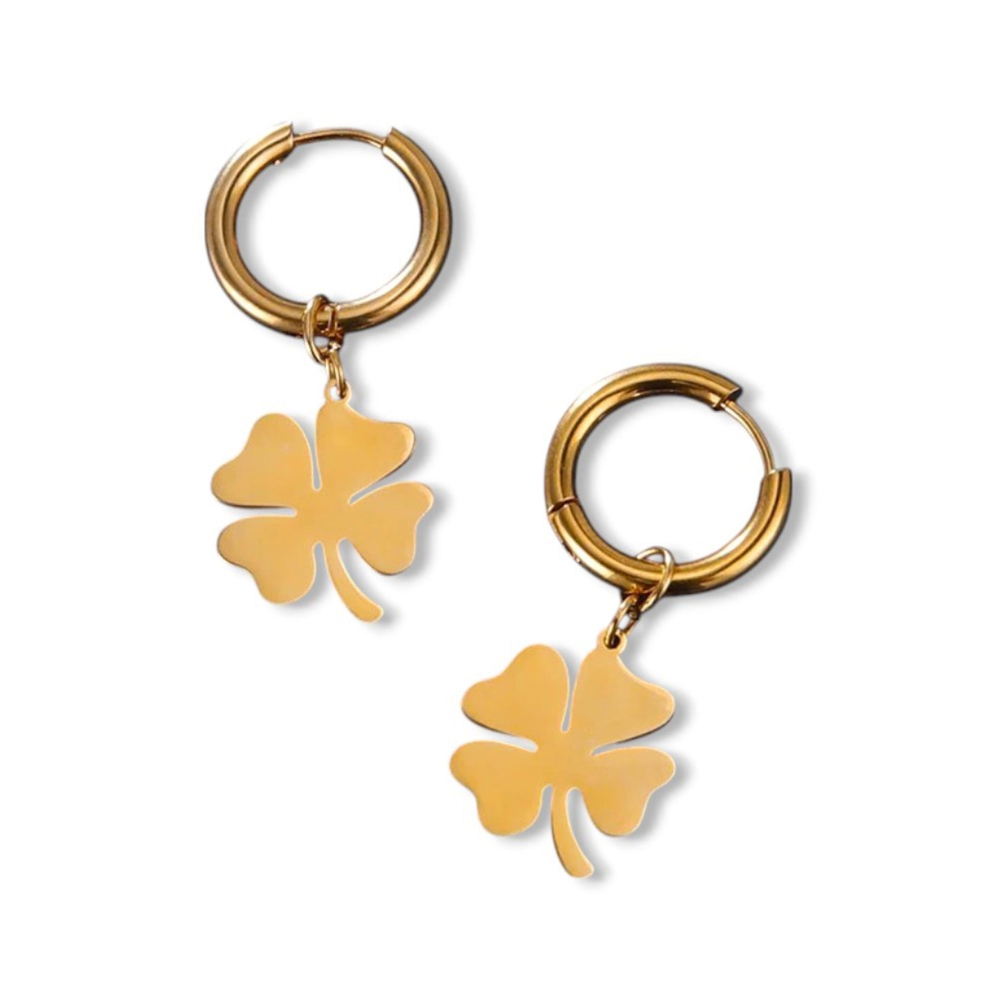 Brincos Big Clover - em aço inoxidável dourado