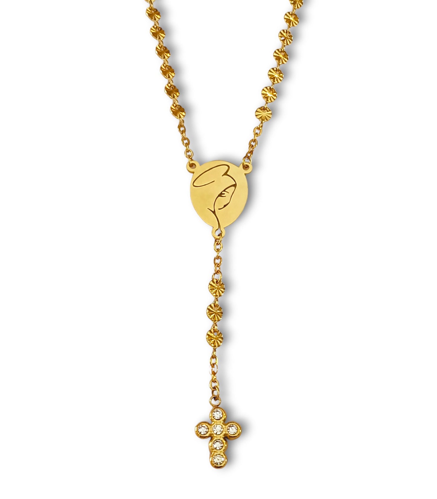 Colar Nossa Senhora - em aço inoxidável dourado