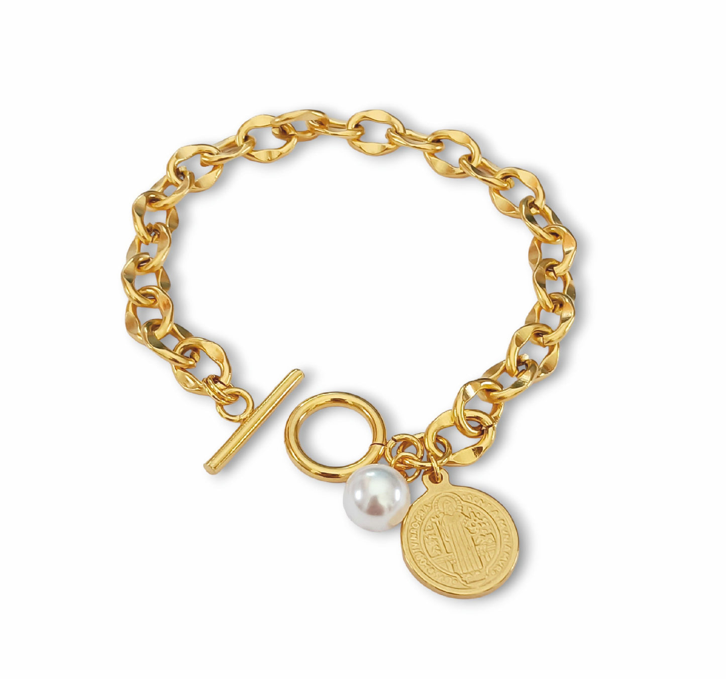 Pulseira San Benito - em aço inoxidável dourado