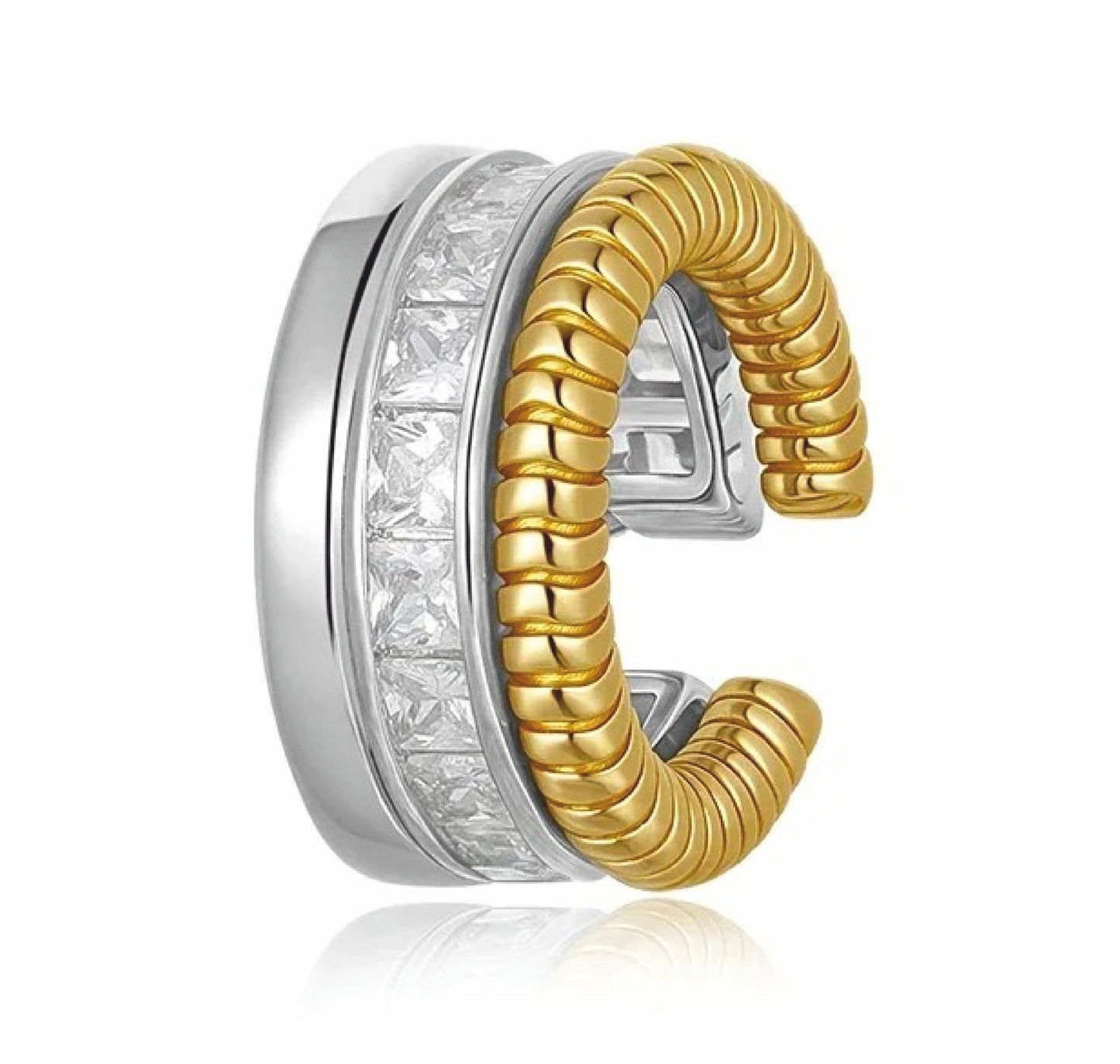 Earcuff Golden & Silver - em aço inoxidável