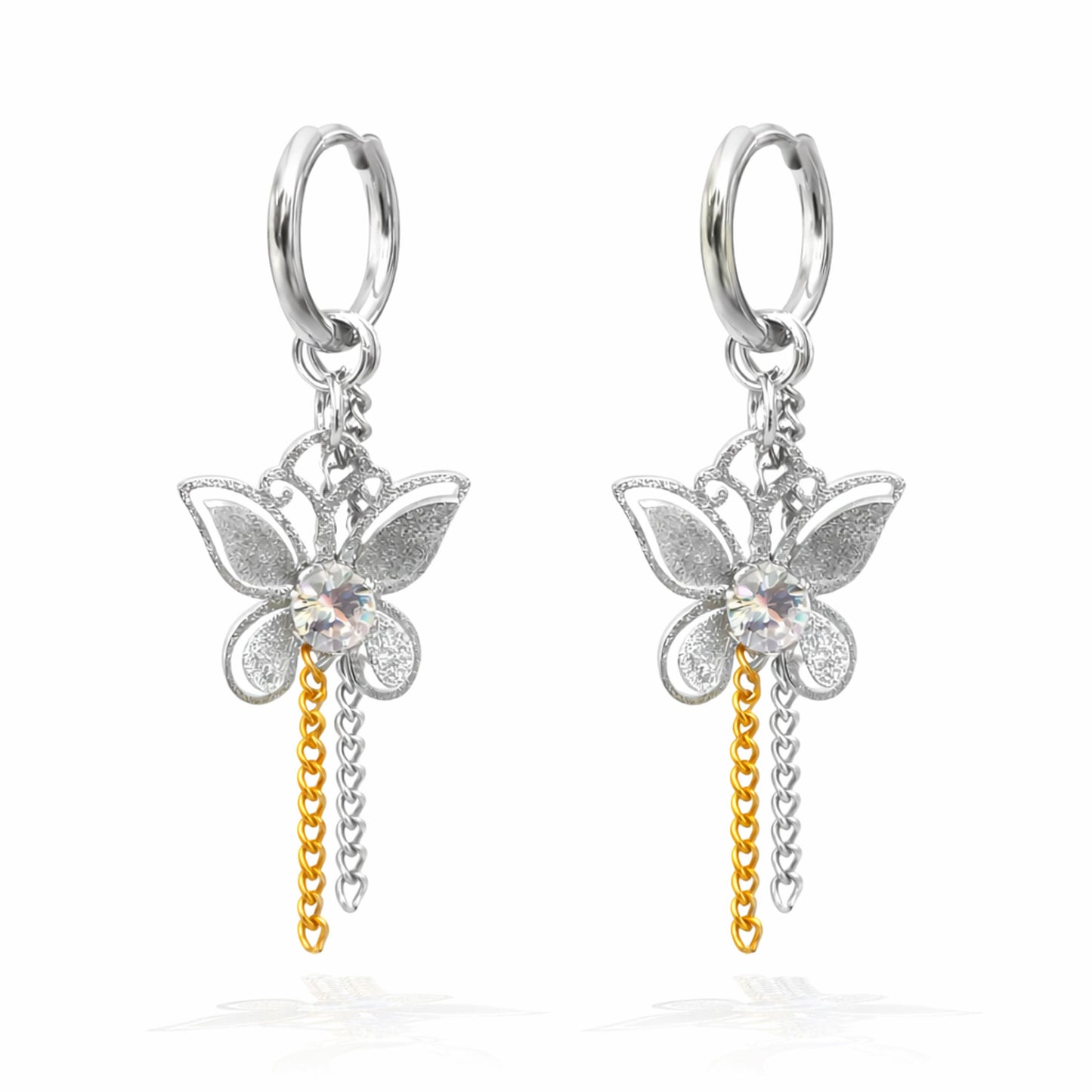 Brincos Papillon Silver - em aço inoxidável