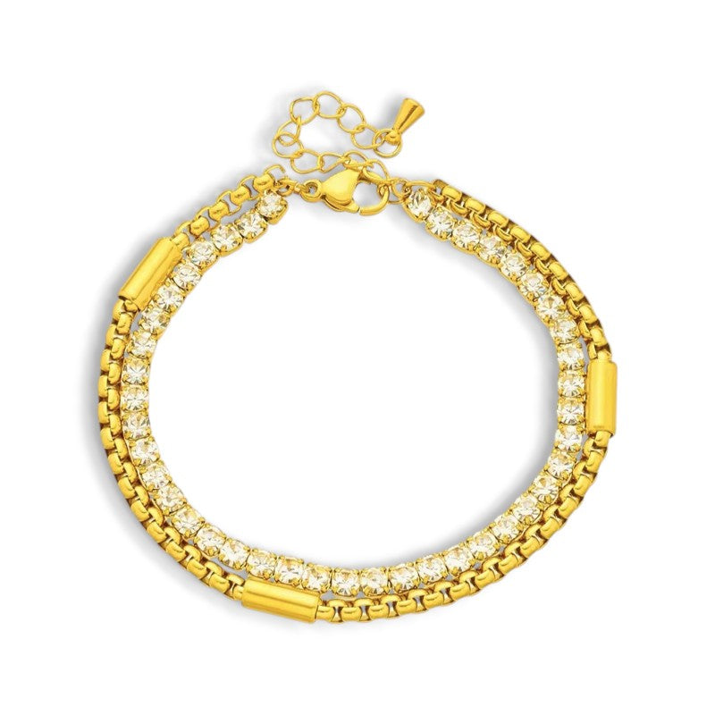 Pulseira Diamonds - em aço inoxidável dourado
