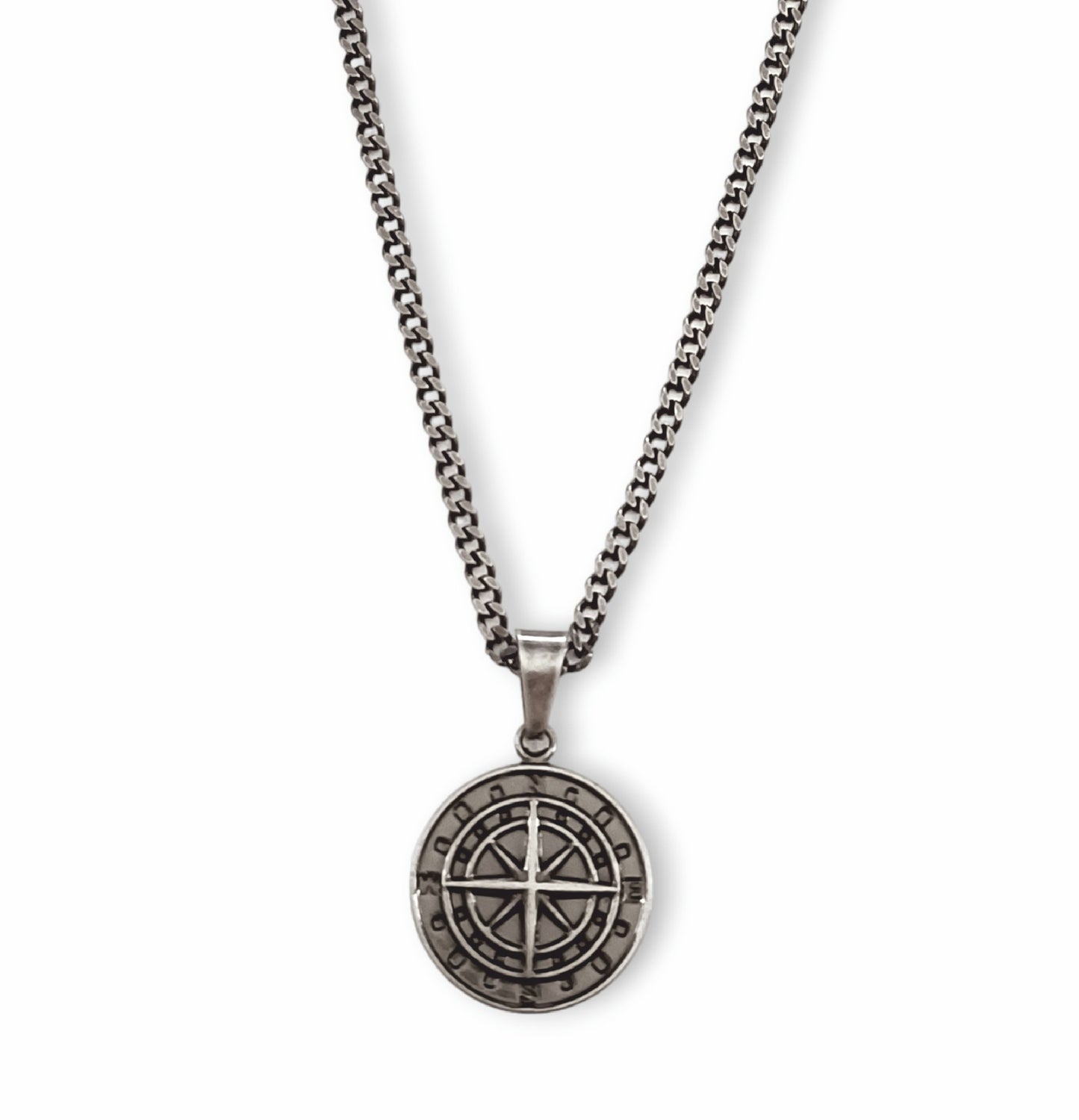 Colar Vintage Compass - em aço inoxidável