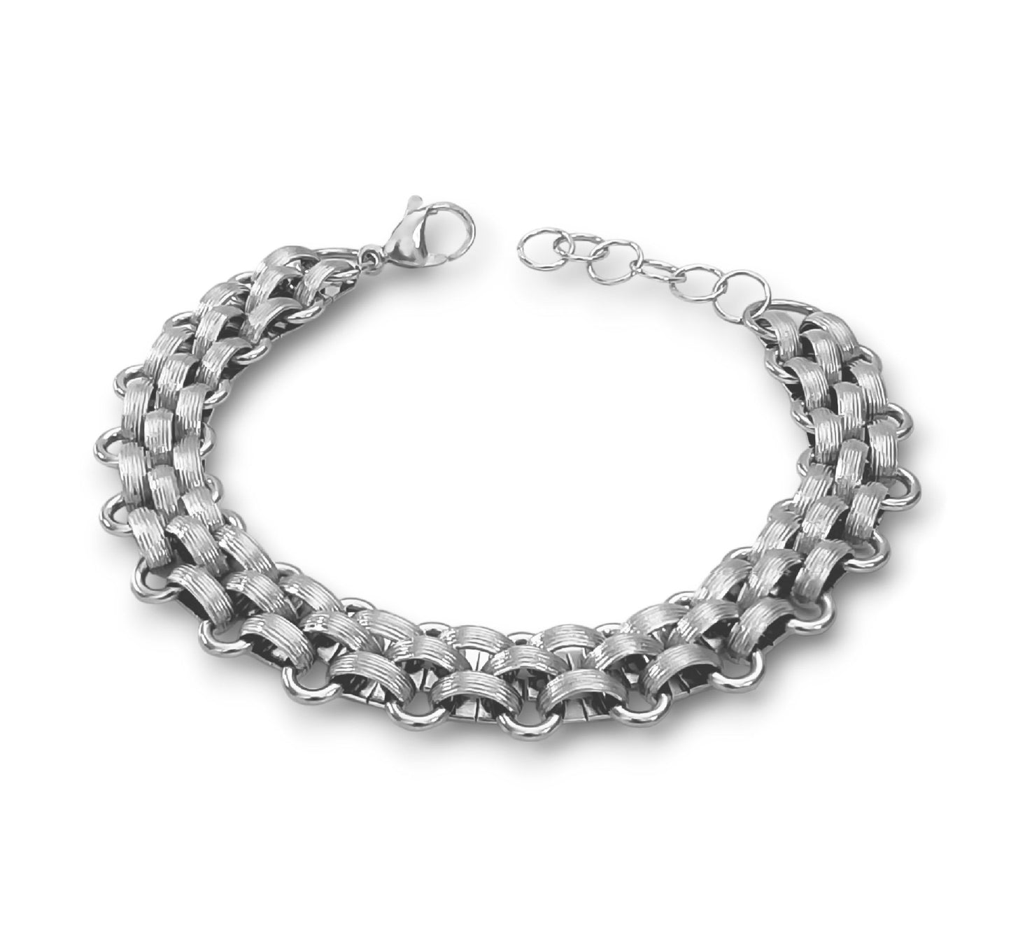 Conjunto Colar e Pulseira Wide Chain - em aço inoxidável