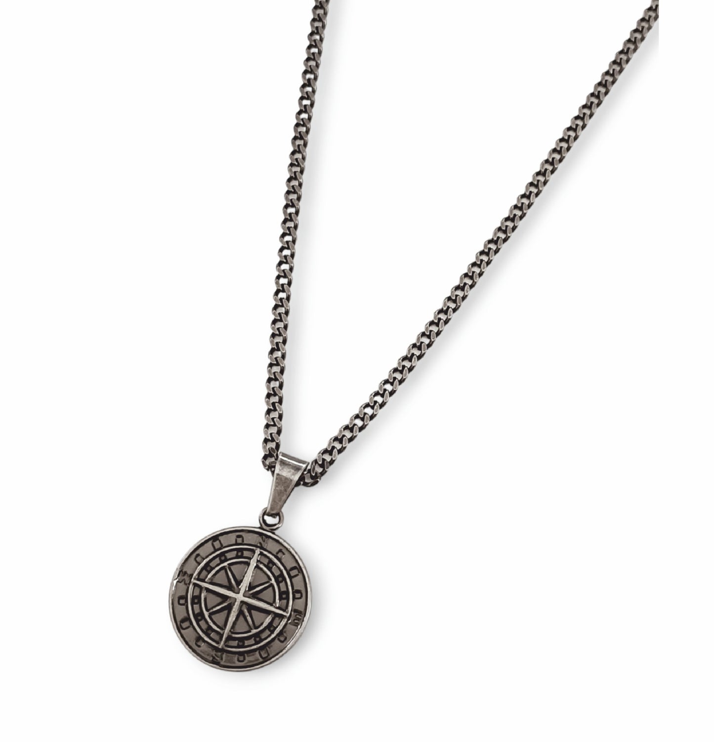 Colar Vintage Compass - em aço inoxidável