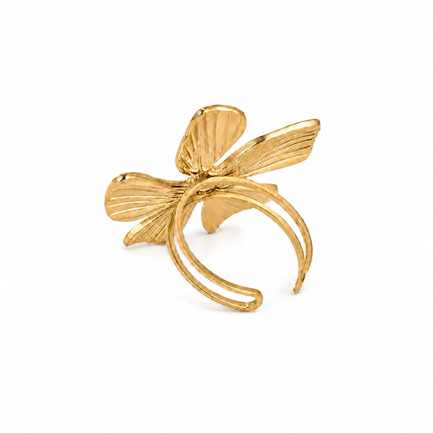 Anel Golden Flower- em aço inoxidável