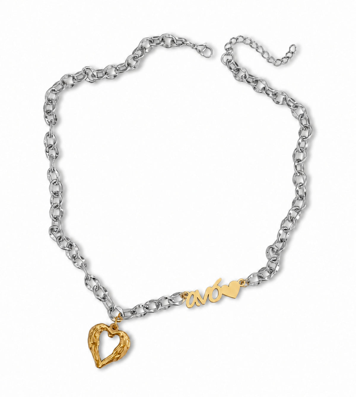 Colar Grandmother Heart Silver - em aço inoxidável