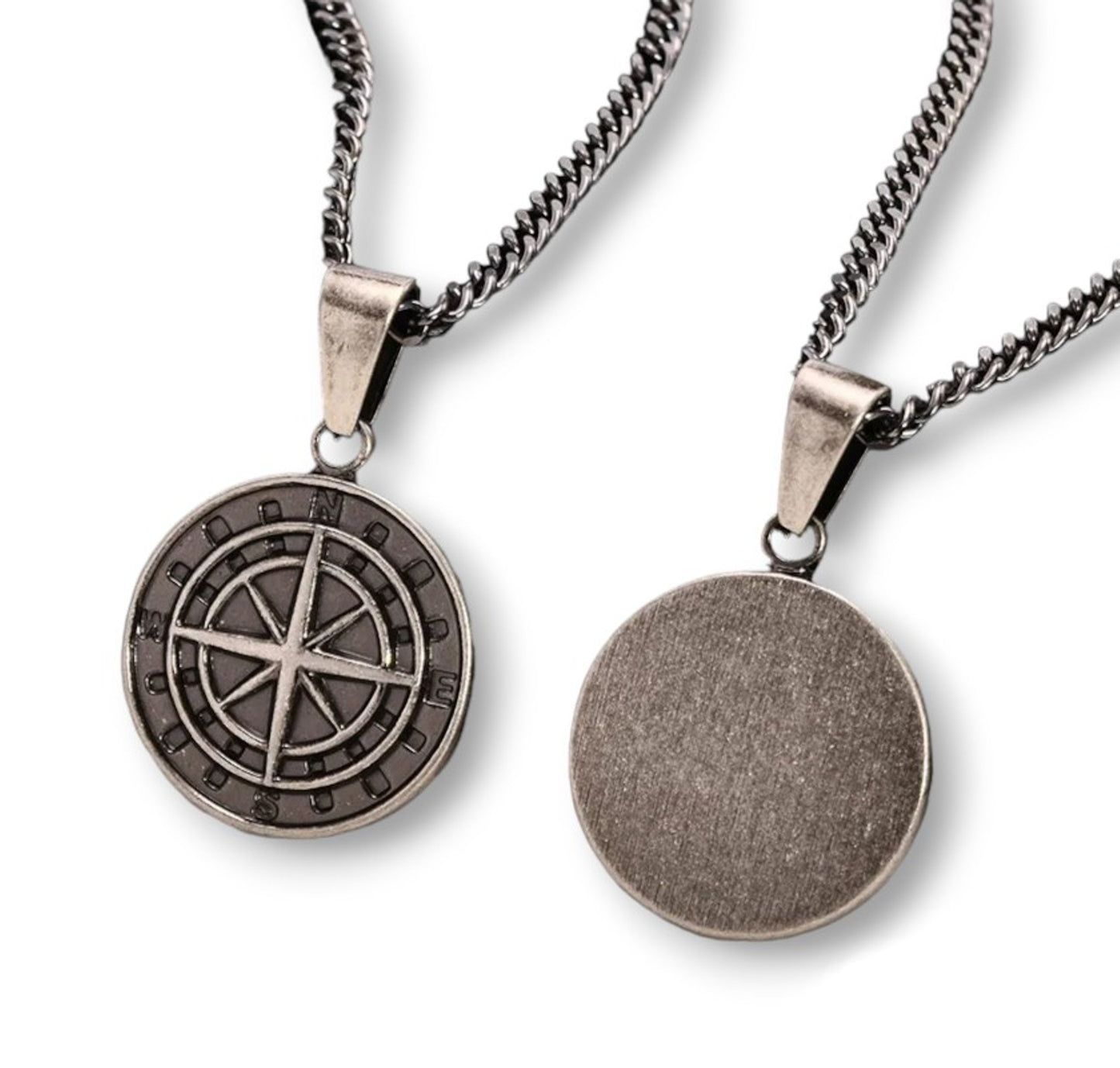 Colar Vintage Compass - em aço inoxidável