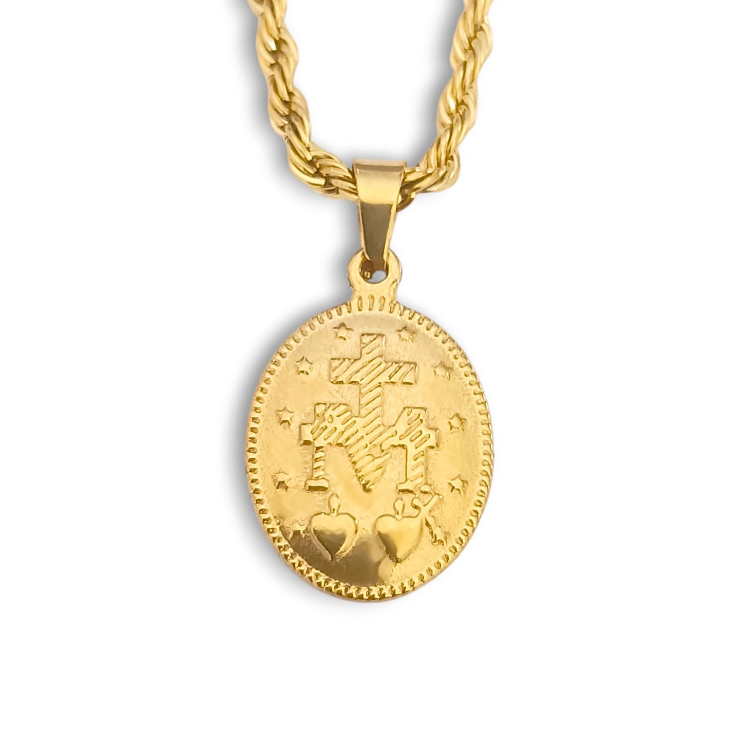 Colar Senhora da Graça - em aço inoxidável dourado