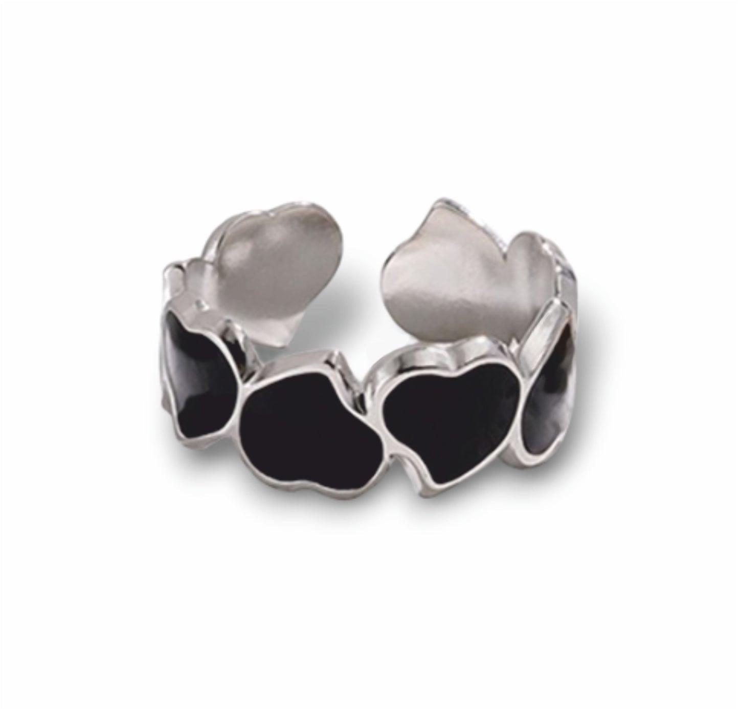 Anel Black Heart - em aço inoxidável