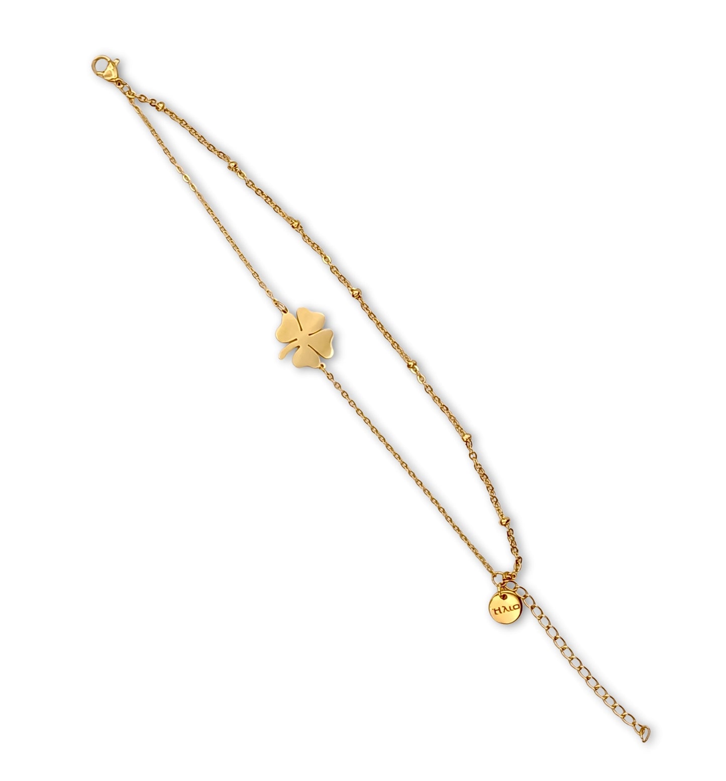 Pulseira Clover - em aço inoxidável dourado