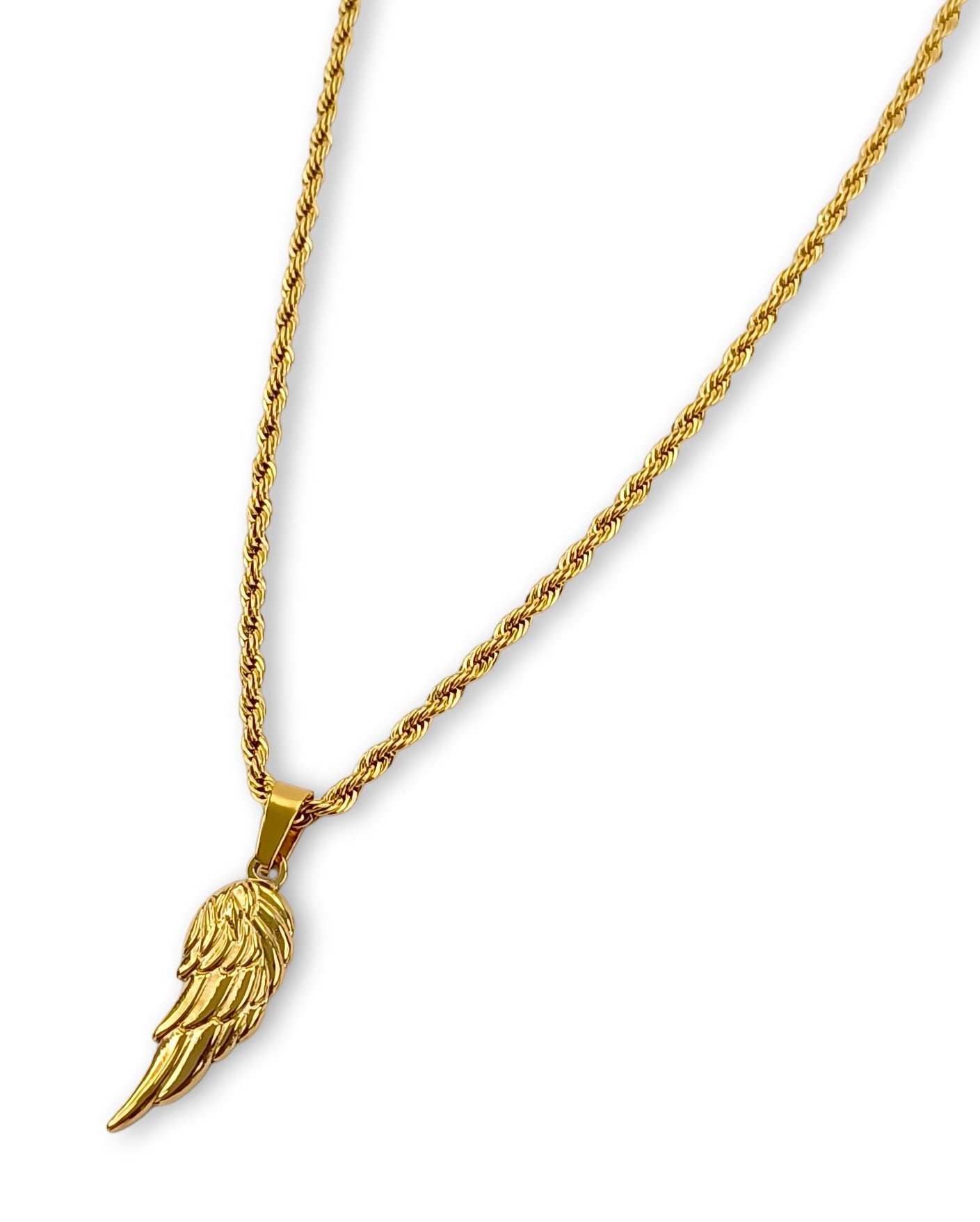 Colar Wing - em aço inoxidável dourado