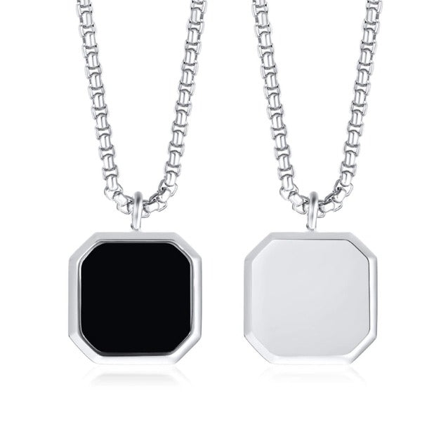 Colar Black Stone - em aço inoxidável