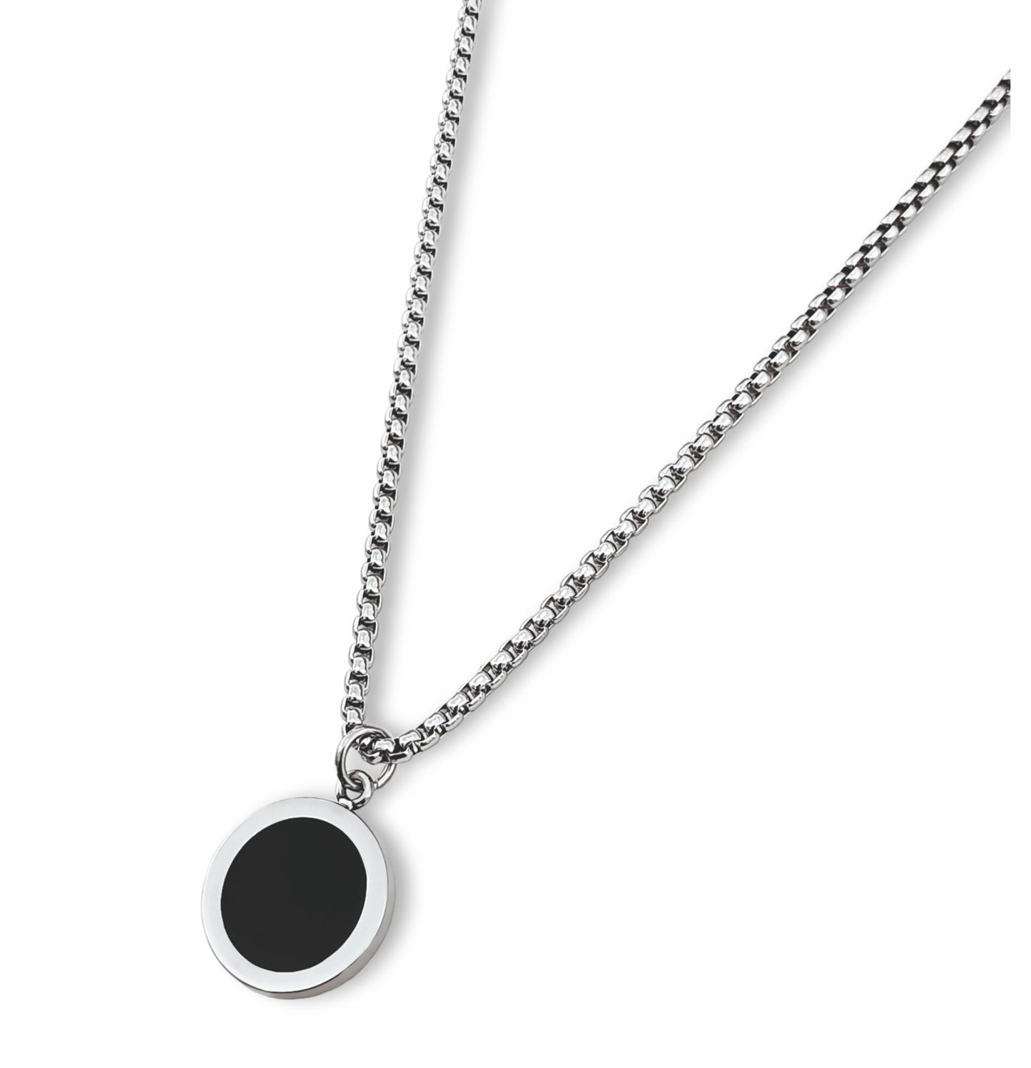 Colar Black Circle - em aço inoxidável