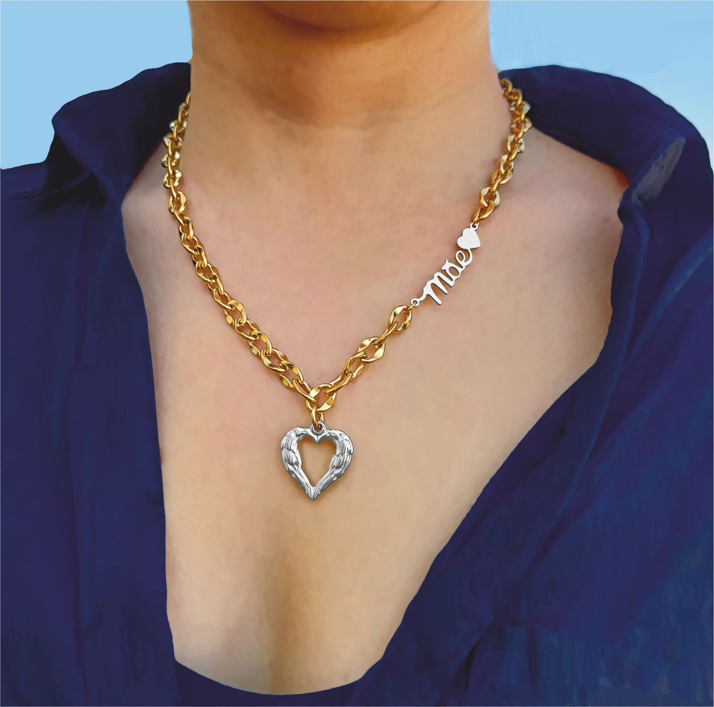 Colar Mother`s Heart Gold - em aço inoxidável