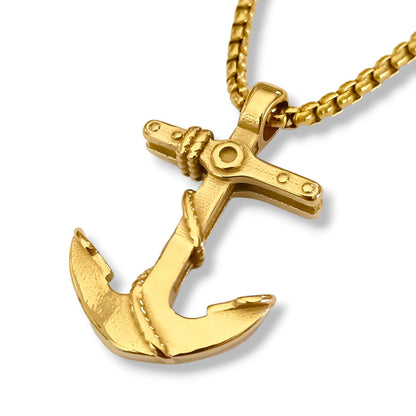 Colar Anchor - em aço inoxidável dourado
