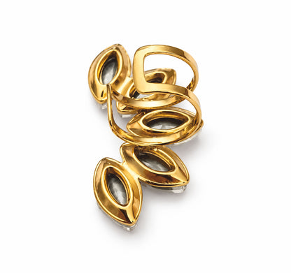 Earcuff Laurel - em aço inoxidável dourado
