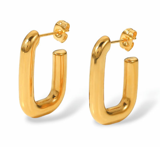 Brincos Hoops - em aço inoxidável dourado