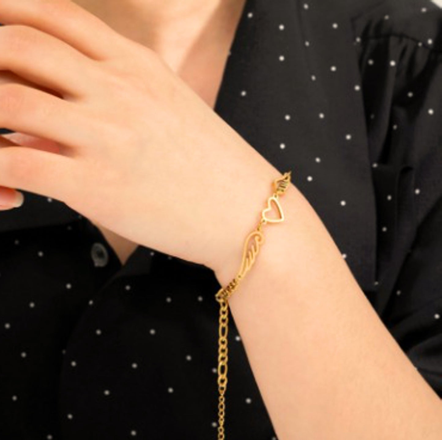 Pulseira Angel's Wings - em aço inoxidável dourado