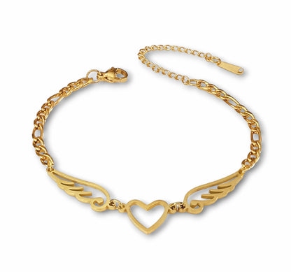 Pulseira Angel's Wings - em aço inoxidável dourado