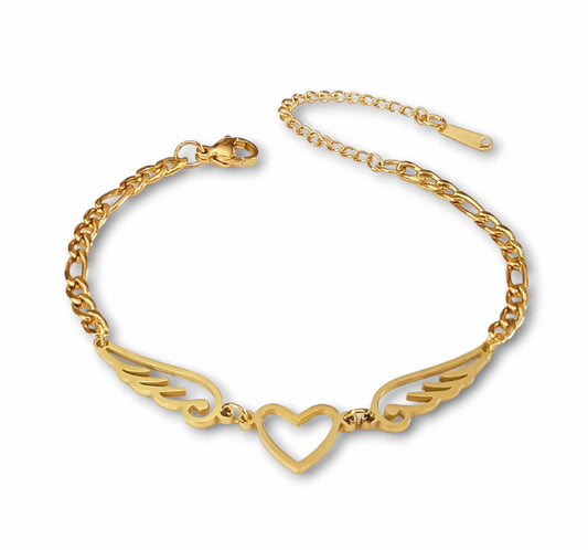 Pulseira Angel's Wings - em aço inoxidável dourado