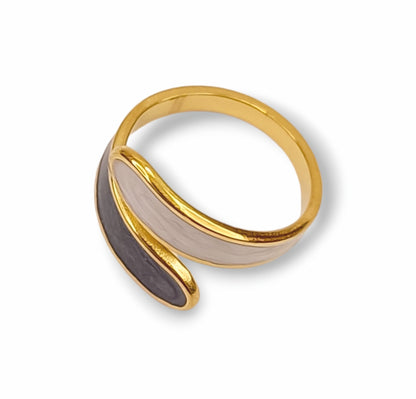 Anel Black & White - em aço inoxidável