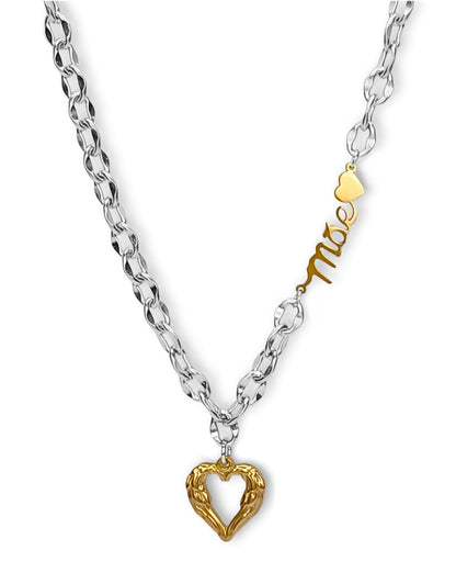 Colar Mother`s Heart Silver - em aço inoxidável