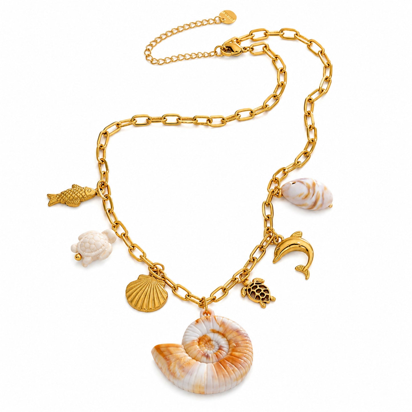 Colar Oceano Dourado - em aço inoxidável
